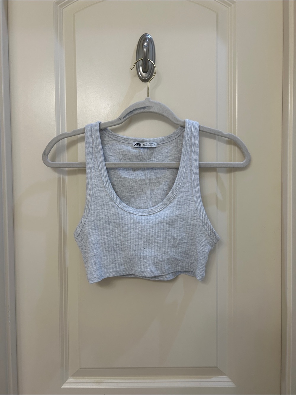 ZARA Light Gray Ribbed Crop Tank